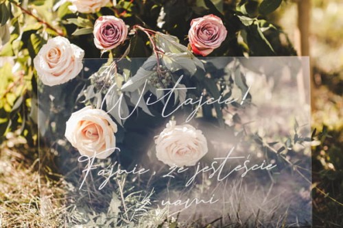 tablica powitalna na szkle