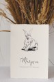 Metryczka Minimalistyczna  Królik na papierze targanym z autorską ilustracją