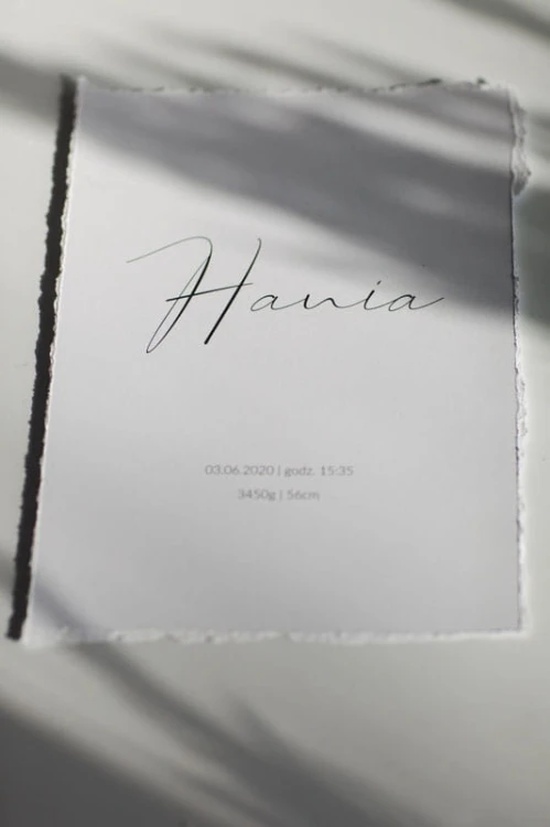 Metryczka Minimalistyczna w stylu boho na papierze targanym