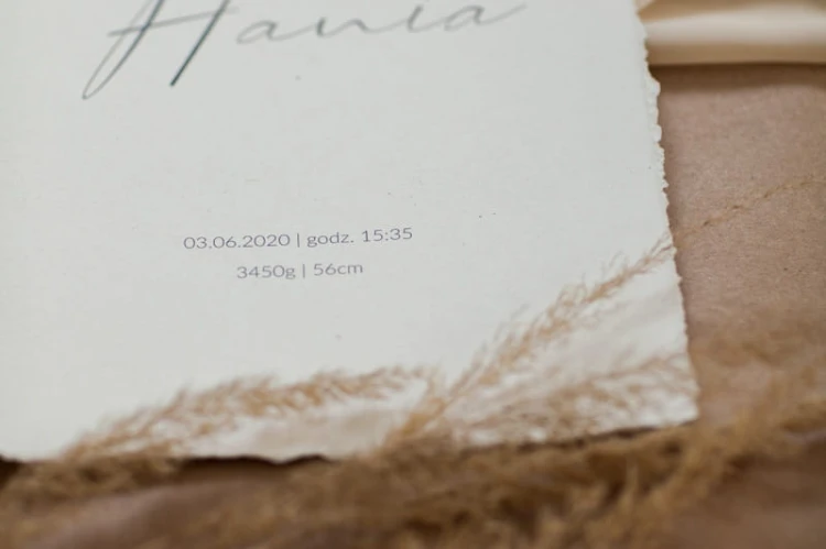 Metryczka Minimalistyczna w stylu boho na papierze targanym
