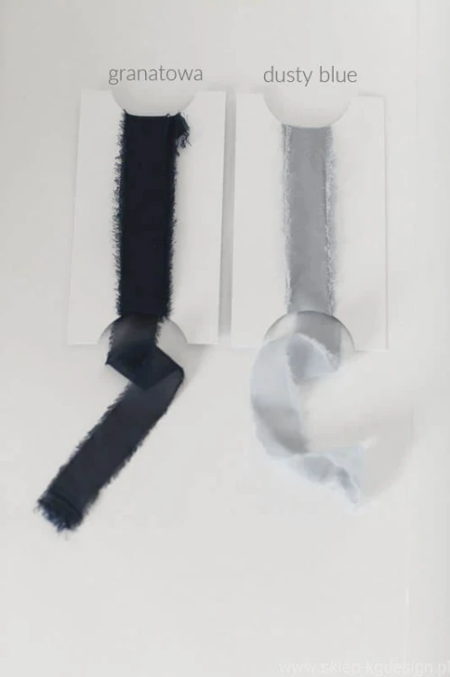 wstążka szyfonowa rwana dusty blue niebieska granatowa jasny niebieski