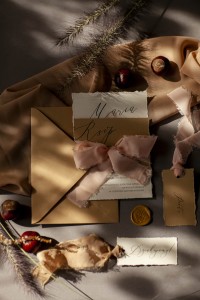 Zaproszenia ślubne Minimalizm - CIEMNY BEŻ